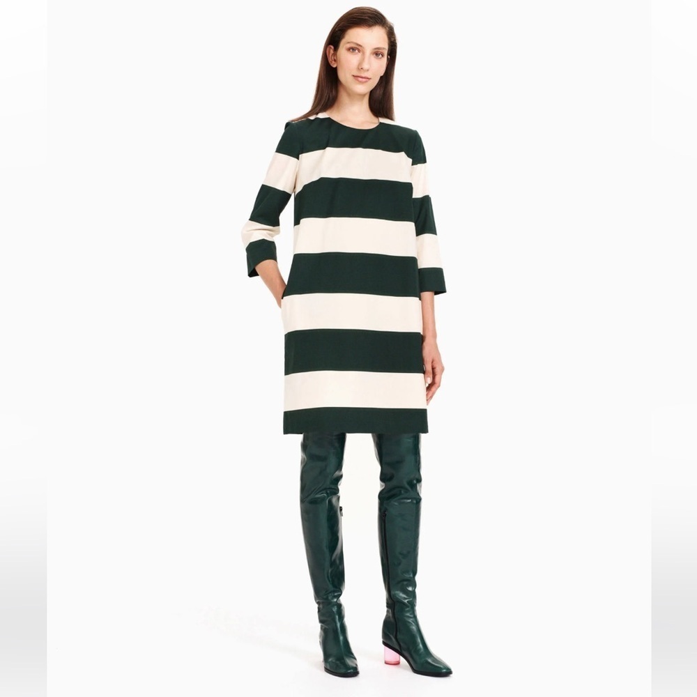 Marimekko Kapiteeli Galleria Wide Stripe Green & White Cotton Size 36 US 6